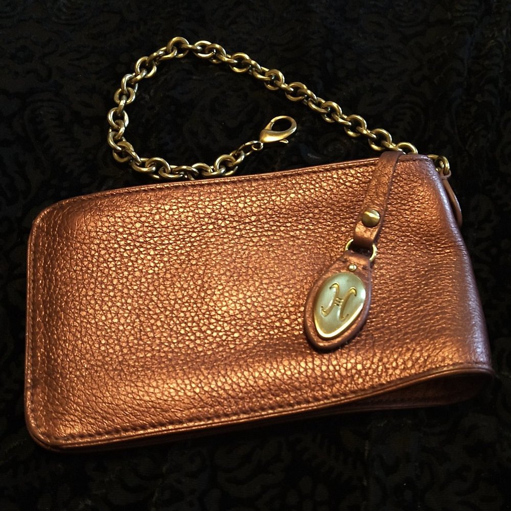 Cole Haan Copper Leather Wristlet / Card Case / Key Case